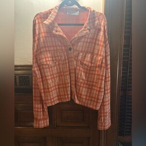 ASOS Orange Cropped Flannel Top